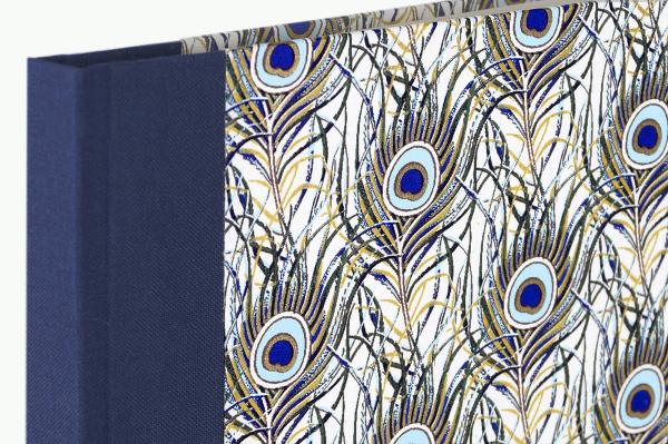 Journal mit Pfauenfederdekor blau tpartiell vergoldet